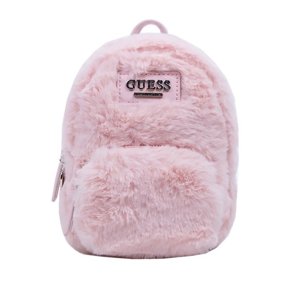 New GUESS Pink Evan Faux Fur Crossbody Backpack - Picture 1 of 8